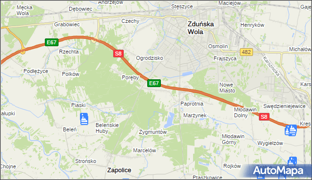mapa Holendry gmina Zapolice, Holendry gmina Zapolice na mapie Targeo