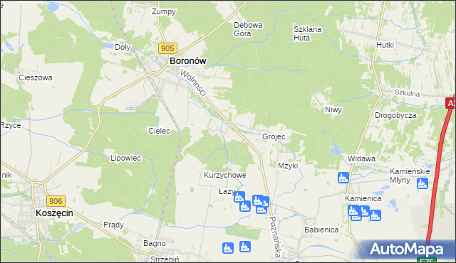 mapa Hucisko gmina Boronów, Hucisko gmina Boronów na mapie Targeo