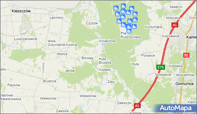 mapa Huta Brudzka, Huta Brudzka na mapie Targeo