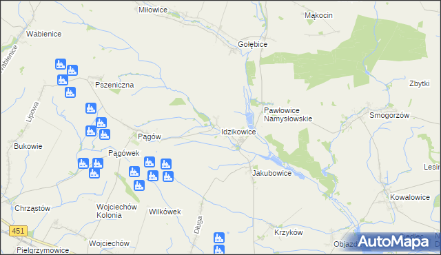 mapa Idzikowice gmina Wilków, Idzikowice gmina Wilków na mapie Targeo