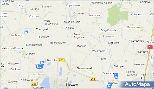 mapa Izabelin gmina Kleczew, Izabelin gmina Kleczew na mapie Targeo