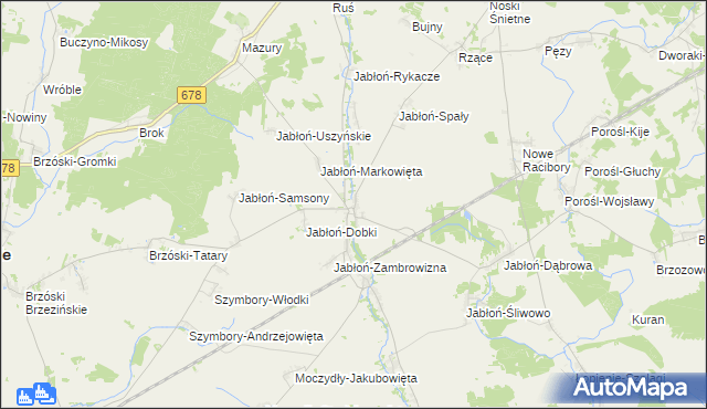 mapa Jabłoń Kościelna, Jabłoń Kościelna na mapie Targeo