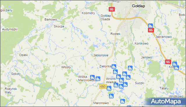 mapa Jabłońskie gmina Gołdap, Jabłońskie gmina Gołdap na mapie Targeo