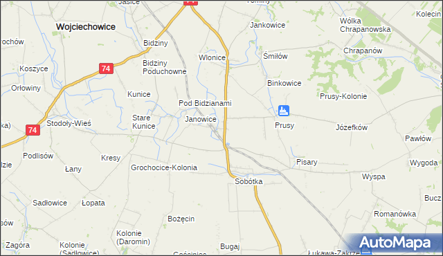 mapa Jakubowice gmina Ożarów, Jakubowice gmina Ożarów na mapie Targeo