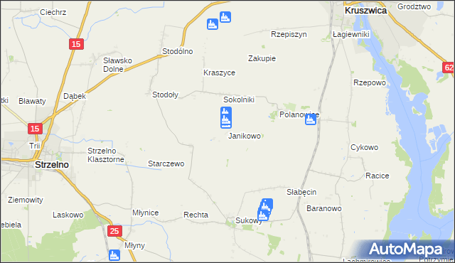 mapa Janikowo gmina Kruszwica, Janikowo gmina Kruszwica na mapie Targeo