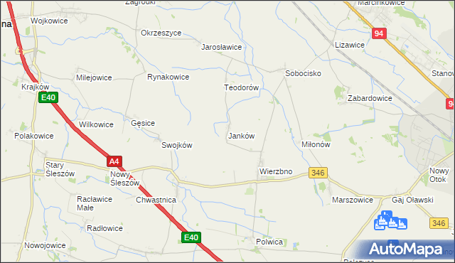 mapa Janków gmina Domaniów, Janków gmina Domaniów na mapie Targeo