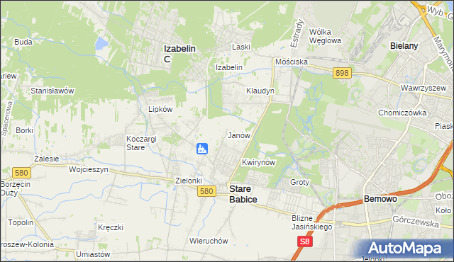 mapa Janów gmina Stare Babice, Janów gmina Stare Babice na mapie Targeo