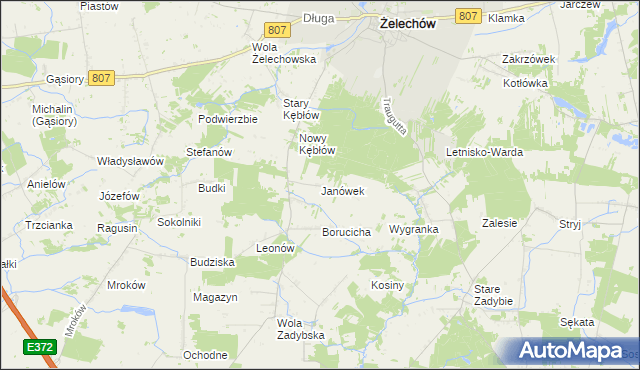 mapa Janówek gmina Żelechów, Janówek gmina Żelechów na mapie Targeo