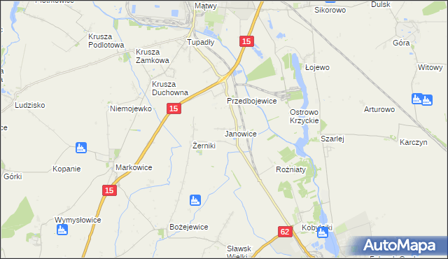 mapa Janowice gmina Kruszwica, Janowice gmina Kruszwica na mapie Targeo