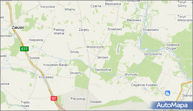 mapa Janowo gmina Zakroczym, Janowo gmina Zakroczym na mapie Targeo