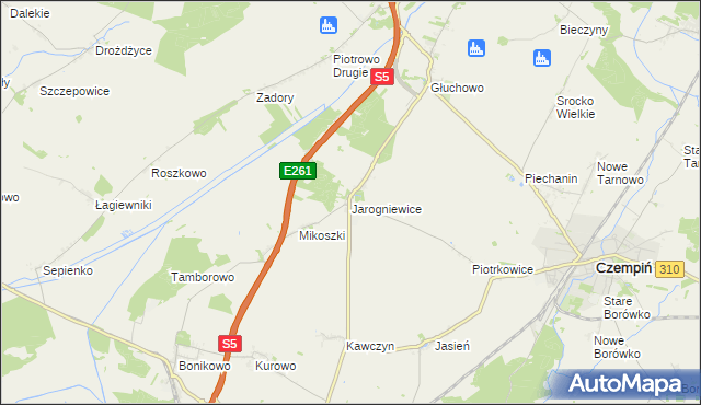 mapa Jarogniewice, Jarogniewice na mapie Targeo