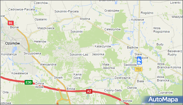 mapa Jasionka gmina Zgierz, Jasionka gmina Zgierz na mapie Targeo