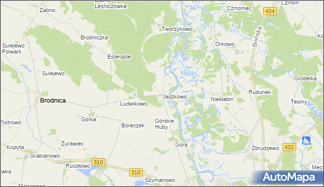 mapa Jaszkowo gmina Brodnica, Jaszkowo gmina Brodnica na mapie Targeo