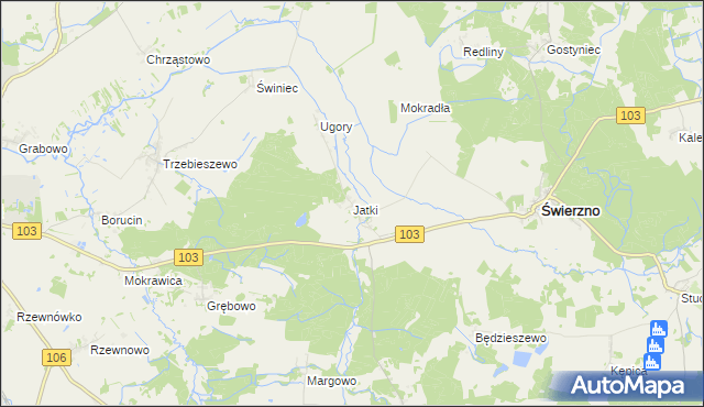 mapa Jatki gmina Świerzno, Jatki gmina Świerzno na mapie Targeo