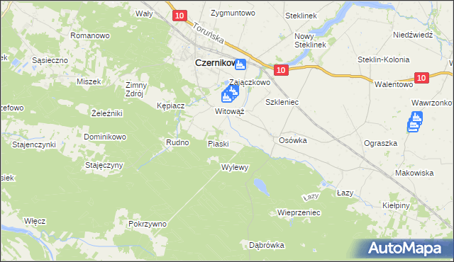 mapa Jaźwiny gmina Czernikowo, Jaźwiny gmina Czernikowo na mapie Targeo