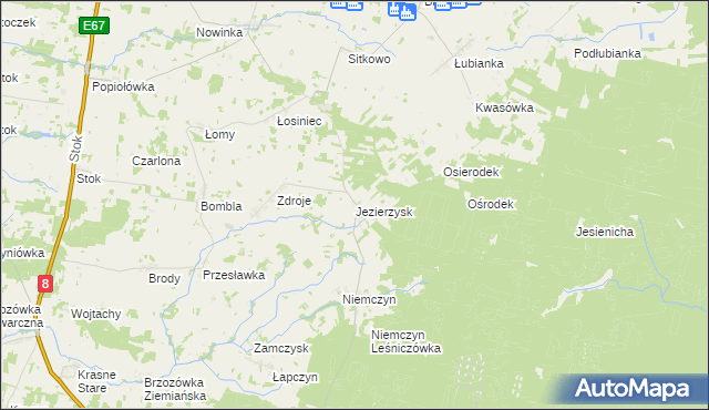 mapa Jezierzysk, Jezierzysk na mapie Targeo