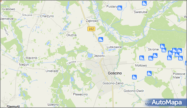 mapa Jeziorki gmina Gościno, Jeziorki gmina Gościno na mapie Targeo