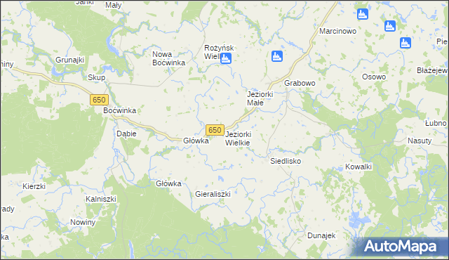 mapa Jeziorki Wielkie, Jeziorki Wielkie na mapie Targeo