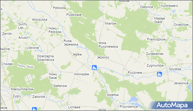 mapa Jeziorko gmina Lutomiersk, Jeziorko gmina Lutomiersk na mapie Targeo