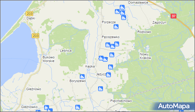 mapa Jeżyce gmina Darłowo, Jeżyce gmina Darłowo na mapie Targeo