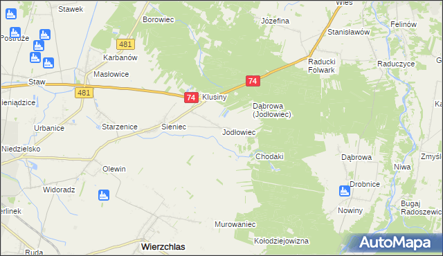 mapa Jodłowiec, Jodłowiec na mapie Targeo