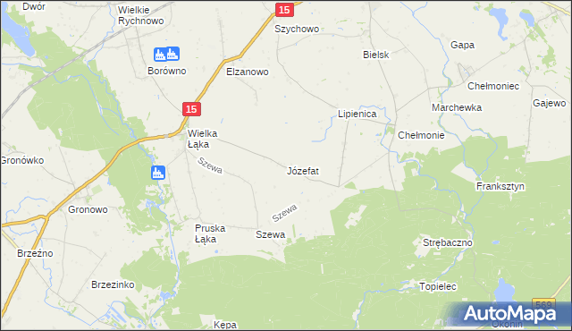 mapa Józefat gmina Kowalewo Pomorskie, Józefat gmina Kowalewo Pomorskie na mapie Targeo