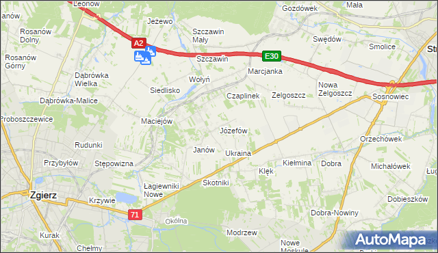 mapa Józefów gmina Zgierz, Józefów gmina Zgierz na mapie Targeo