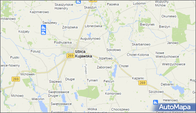 mapa Józefowo gmina Izbica Kujawska, Józefowo gmina Izbica Kujawska na mapie Targeo