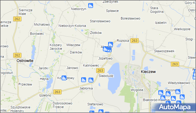 mapa Józefowo gmina Kleczew, Józefowo gmina Kleczew na mapie Targeo