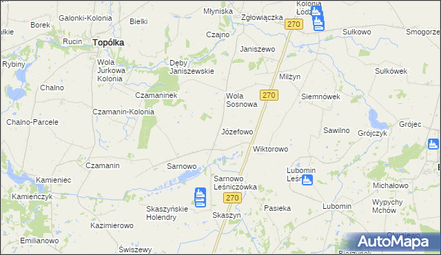 mapa Józefowo gmina Lubraniec, Józefowo gmina Lubraniec na mapie Targeo