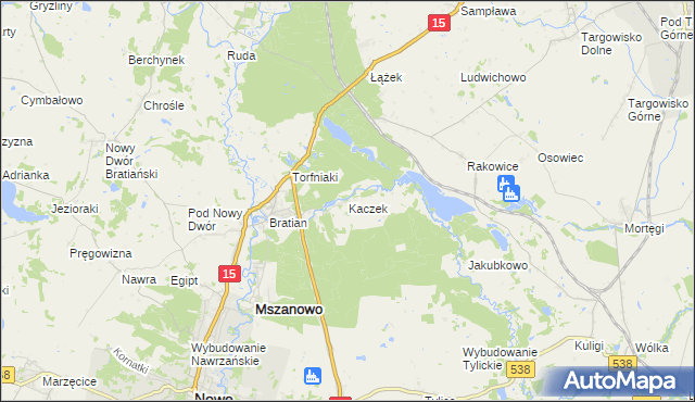 mapa Kaczek, Kaczek na mapie Targeo