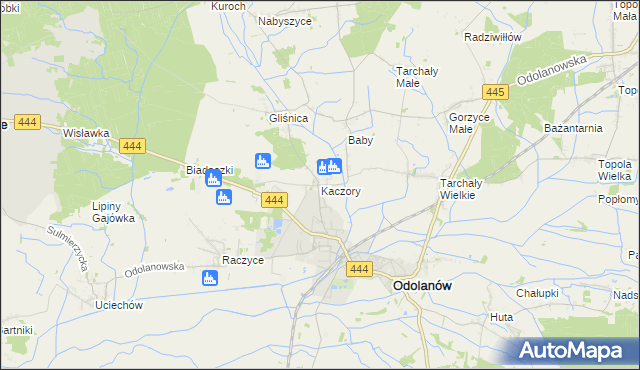 mapa Kaczory gmina Odolanów, Kaczory gmina Odolanów na mapie Targeo