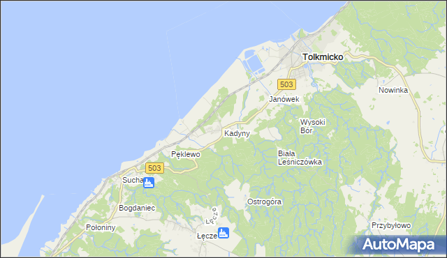 mapa Kadyny, Kadyny na mapie Targeo