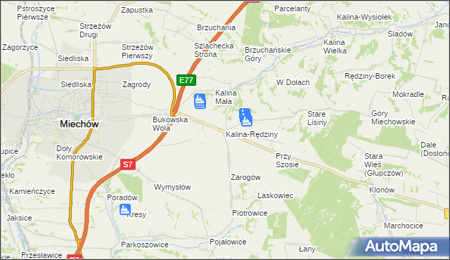 mapa Kalina-Rędziny, Kalina-Rędziny na mapie Targeo