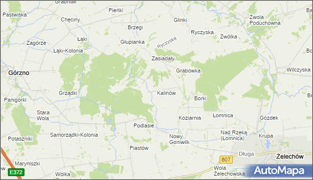 mapa Kalinów gmina Żelechów, Kalinów gmina Żelechów na mapie Targeo