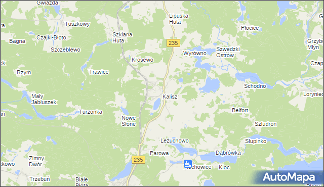 mapa Kalisz gmina Dziemiany, Kalisz gmina Dziemiany na mapie Targeo