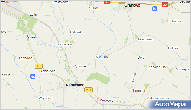 mapa Karczewo gmina Kamieniec, Karczewo gmina Kamieniec na mapie Targeo