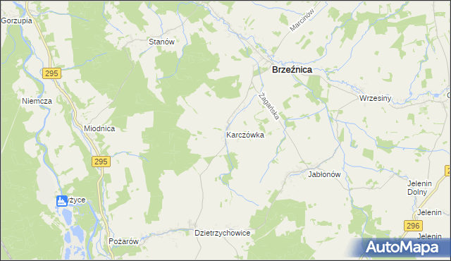 mapa Karczówka gmina Brzeźnica, Karczówka gmina Brzeźnica na mapie Targeo