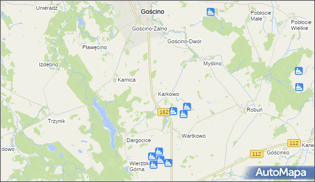 mapa Karkowo gmina Gościno, Karkowo gmina Gościno na mapie Targeo