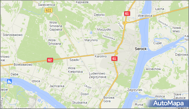 mapa Karolino gmina Serock, Karolino gmina Serock na mapie Targeo
