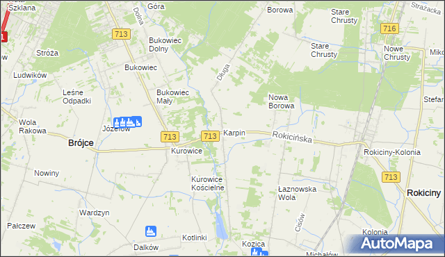 mapa Karpin gmina Brójce, Karpin gmina Brójce na mapie Targeo