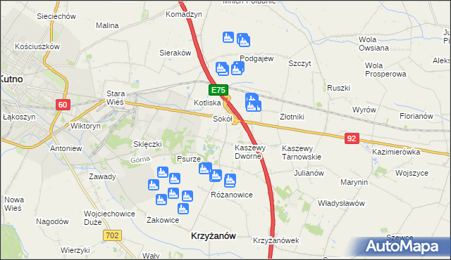 mapa Kaszewy Kościelne, Kaszewy Kościelne na mapie Targeo