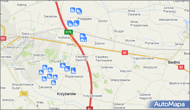 mapa Kaszewy Tarnowskie, Kaszewy Tarnowskie na mapie Targeo