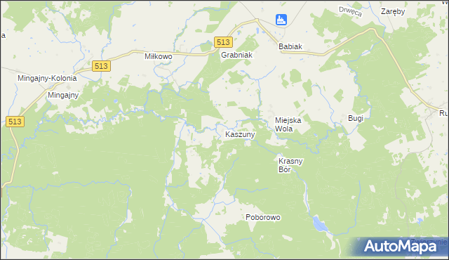 mapa Kaszuny, Kaszuny na mapie Targeo