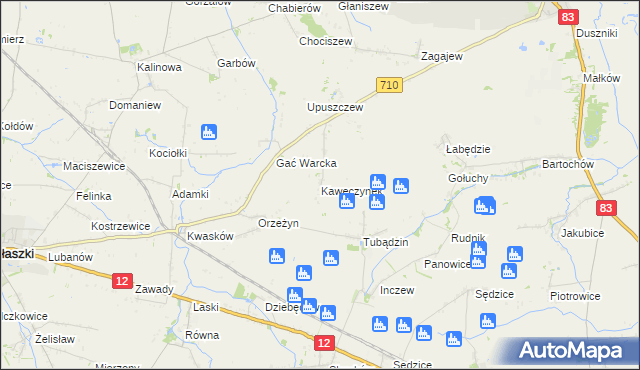 mapa Kawęczynek gmina Warta, Kawęczynek gmina Warta na mapie Targeo