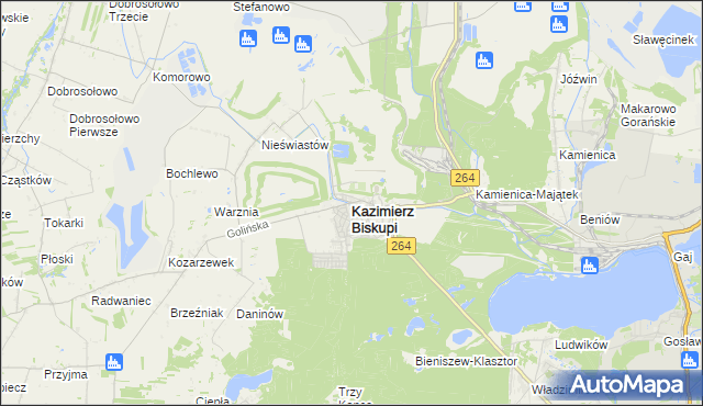 mapa Kazimierz Biskupi, Kazimierz Biskupi na mapie Targeo