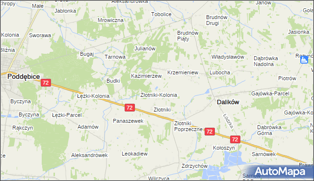 mapa Kazimierzów gmina Dalików, Kazimierzów gmina Dalików na mapie Targeo