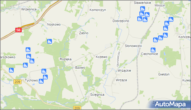 mapa Kczewo gmina Kobylnica, Kczewo gmina Kobylnica na mapie Targeo