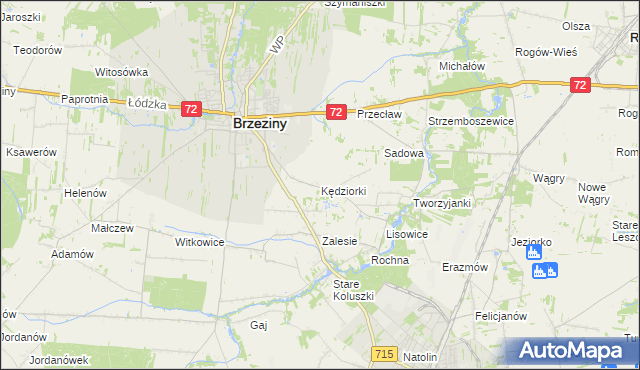 mapa Kędziorki, Kędziorki na mapie Targeo