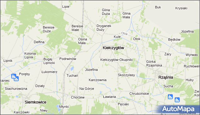 mapa Kiełczygłów-Okupniki, Kiełczygłów-Okupniki na mapie Targeo